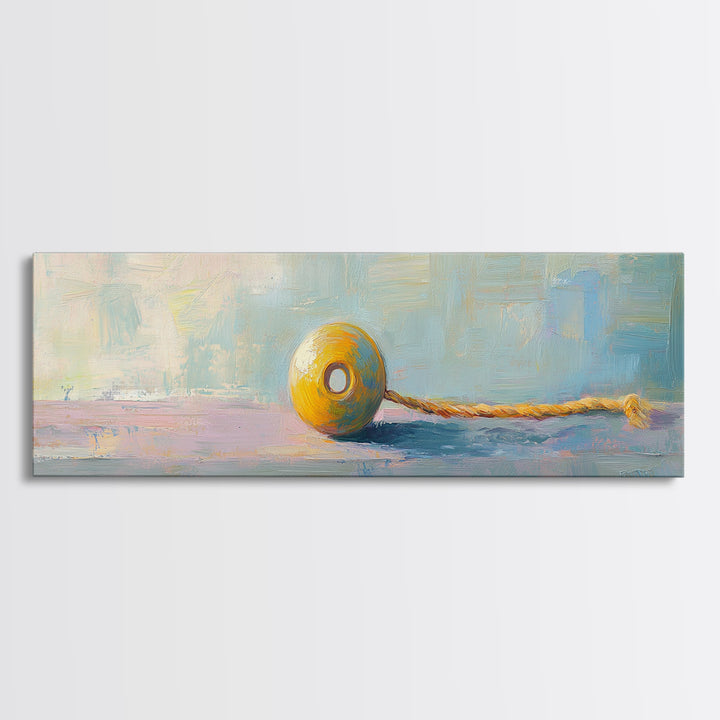 Yellow Yo Yo Toy Still Life Canvas Print, Minimalist Wall Art, Playroom Decor, Kids Room Art, Cheerful Modern Home Decor
