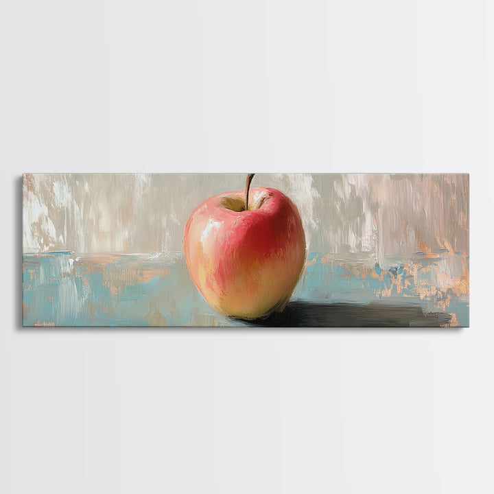 Single Red Apple Still Life Canvas Print, Minimal Kitchen Wall Art, Farmhouse Decor, Fruit Art Print, Housewarming Gift Idea