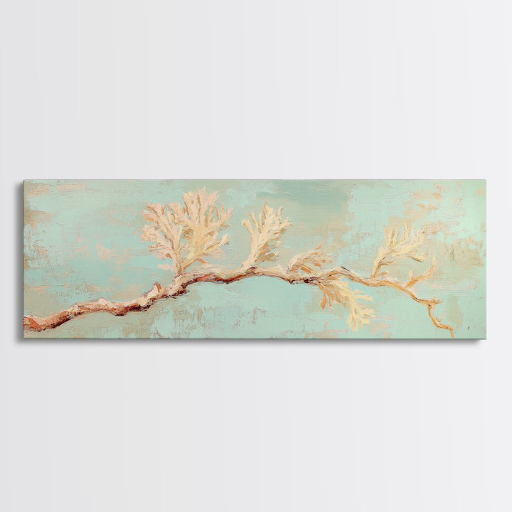 White Coral Branch Wall Art, Coastal Canvas Print, Beach House Decor, Minimalist Ocean Art For Serene Living Room Wall Decor