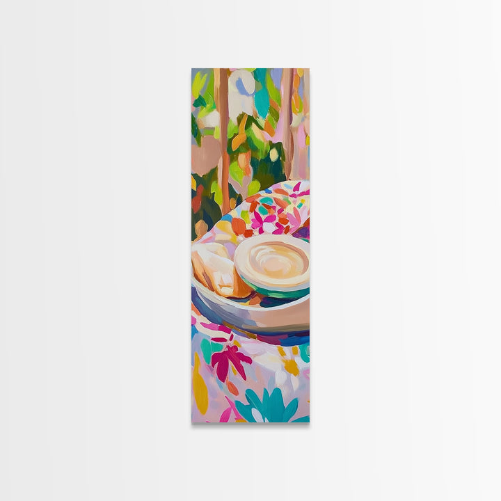 Croissant And Latte Cafe Breakfast Wall Art, French Bakery Print, Coffee Shop Decor, Kitchen Wall Art, Cozy Home Decor, Gift For Her