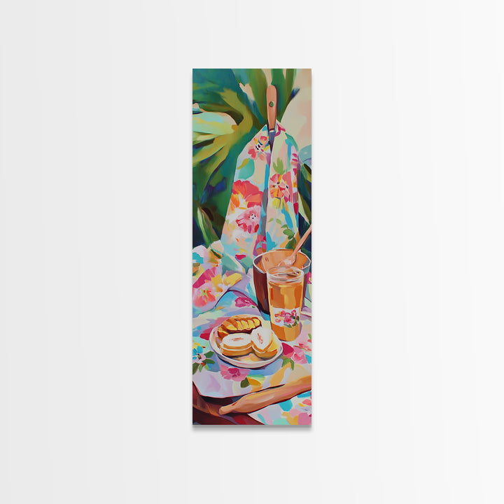 Iced Tea Poolside Snack Still Life Wall Art, Tropical Kitchen Canvas Print, Summer Patio Decor, Colorful Art, Hostess Gift
