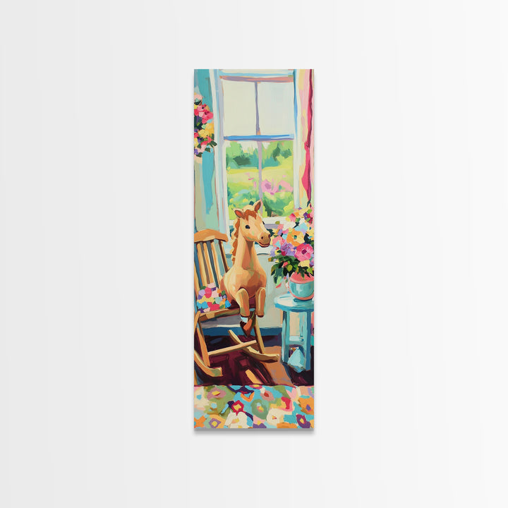 Sweet Giraffe Nursery Framed Canvas Print, Colorful Kids Room Wall Art, Baby Animal Decor, Whimsical Playroom Gift, Baby Shower Gift