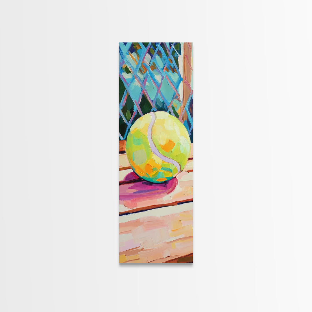 Bright Tennis Ball And Racquet Canvas Print, Tennis Wall Art, Sports Decor, Game Room Decor, Gift For Him, Athletic Decor