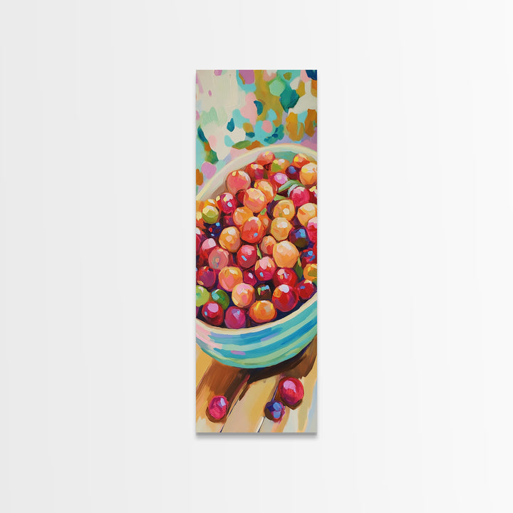 Colorful Cherry Bowl Wall Art, Vibrant Fruit Painting, Kitchen Wall Decor, Foodie Gift, Dining Room Print, Still Life Art