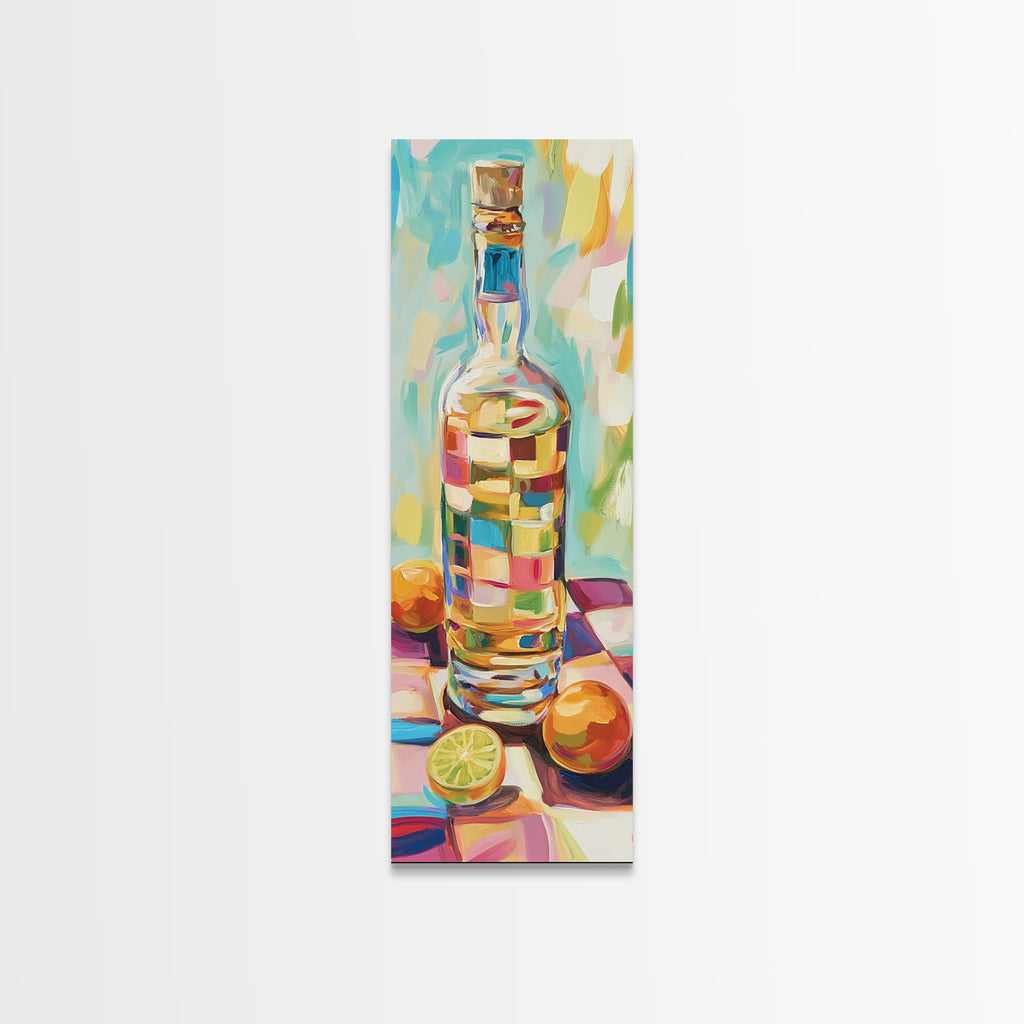 Colorful Glass Bottle With Citrus Canvas Print, Kitchen Wall Art