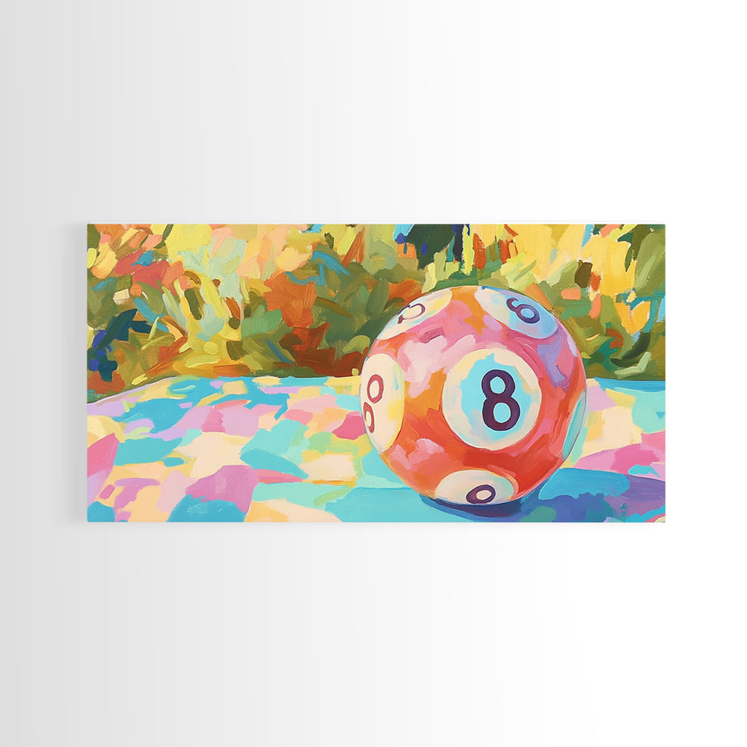 Pink Eight Ball Billiards Wall Art, Game Room Decor, Pool Room Art Print, Retro Poster, Man Cave Canvas Print, Gift For Him