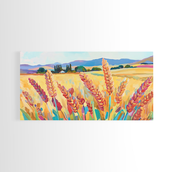 Golden Wheat Field Canvas Print, Rustic Country Landscape Art, Farmhouse Wall Decor, Kitchen Wall Art, Housewarming Gift