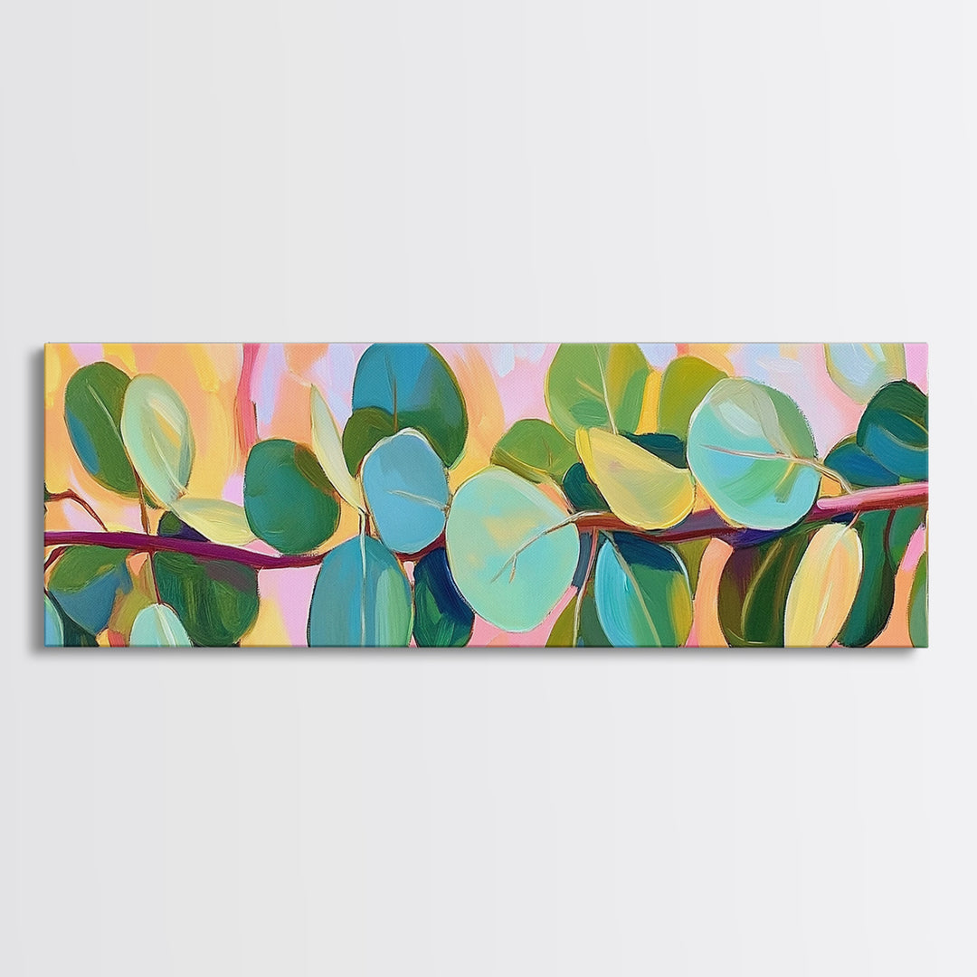 Fresh Eucalyptus Branch Wall Art, Botanical Canvas Print, Green Nature Decor, Minimalist Living Room Wall Decor Gift For Her