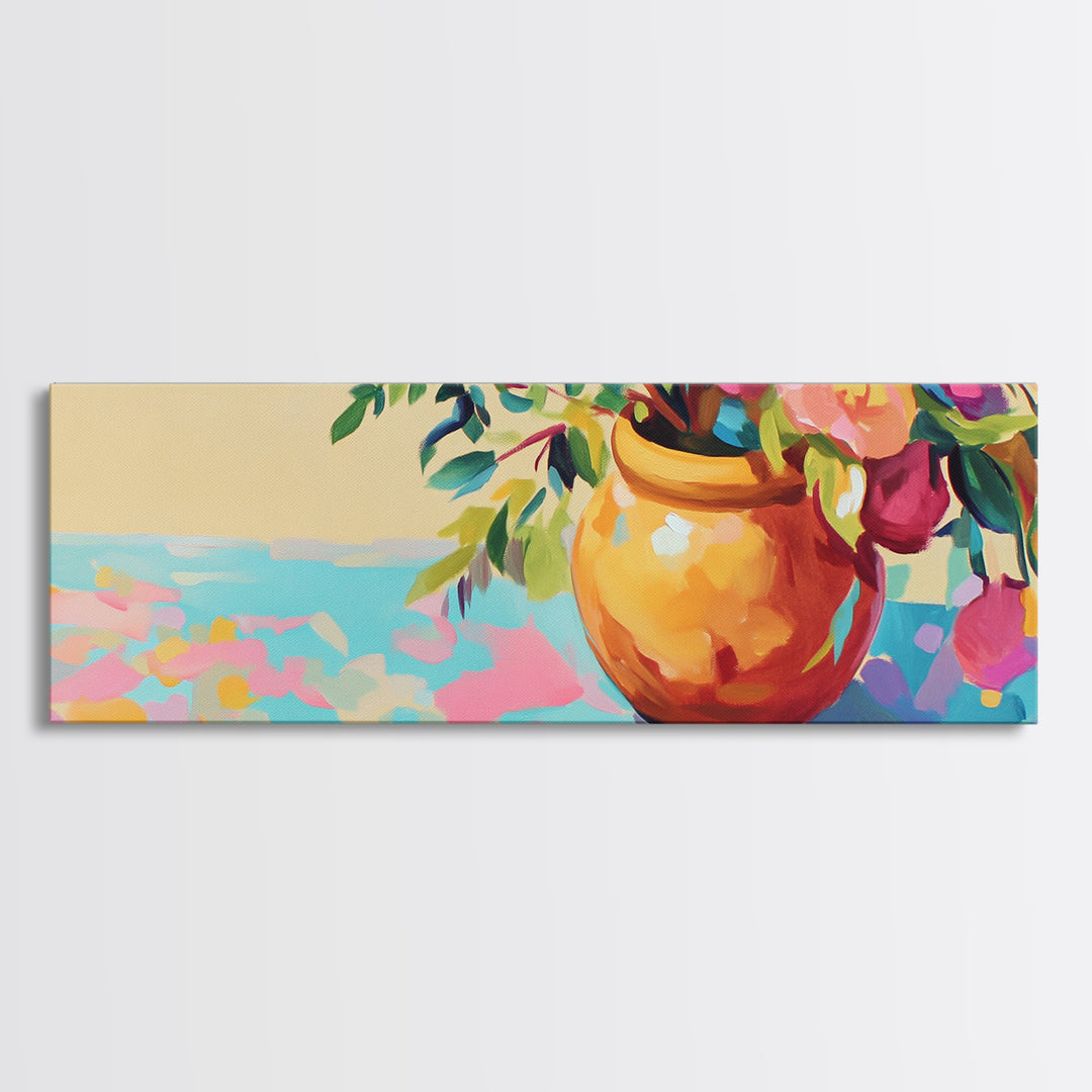 Orange Vase With Loose Floral Bouquet Wall Art, Minimalist Still Life Print, Warm Neutral Home Decor, Modern Wall Decor Gift