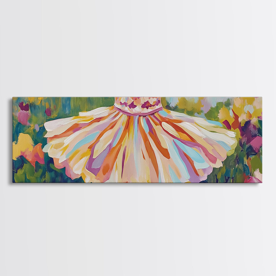 Twirl Dress In Blooming Garden Wall Art, Feminine Canvas Print, Whimsical Floral Decor, Girls Room Art, Gift For Her, Spring Decor