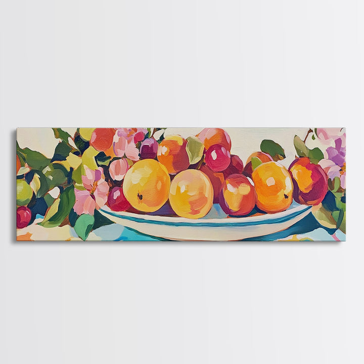 Bright Citrus Fruit Platter Canvas Print, Colorful Kitchen Wall Art, Farmhouse Dining Room Decor, Foodie Gift, Art Print