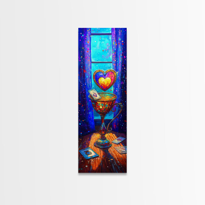 Glowing Heart Goblet By Window Wall Art, Romantic Bedroom Art, Whimsical Love Wall Decor, Gift For Her, Cozy Decor, Valentine Gift