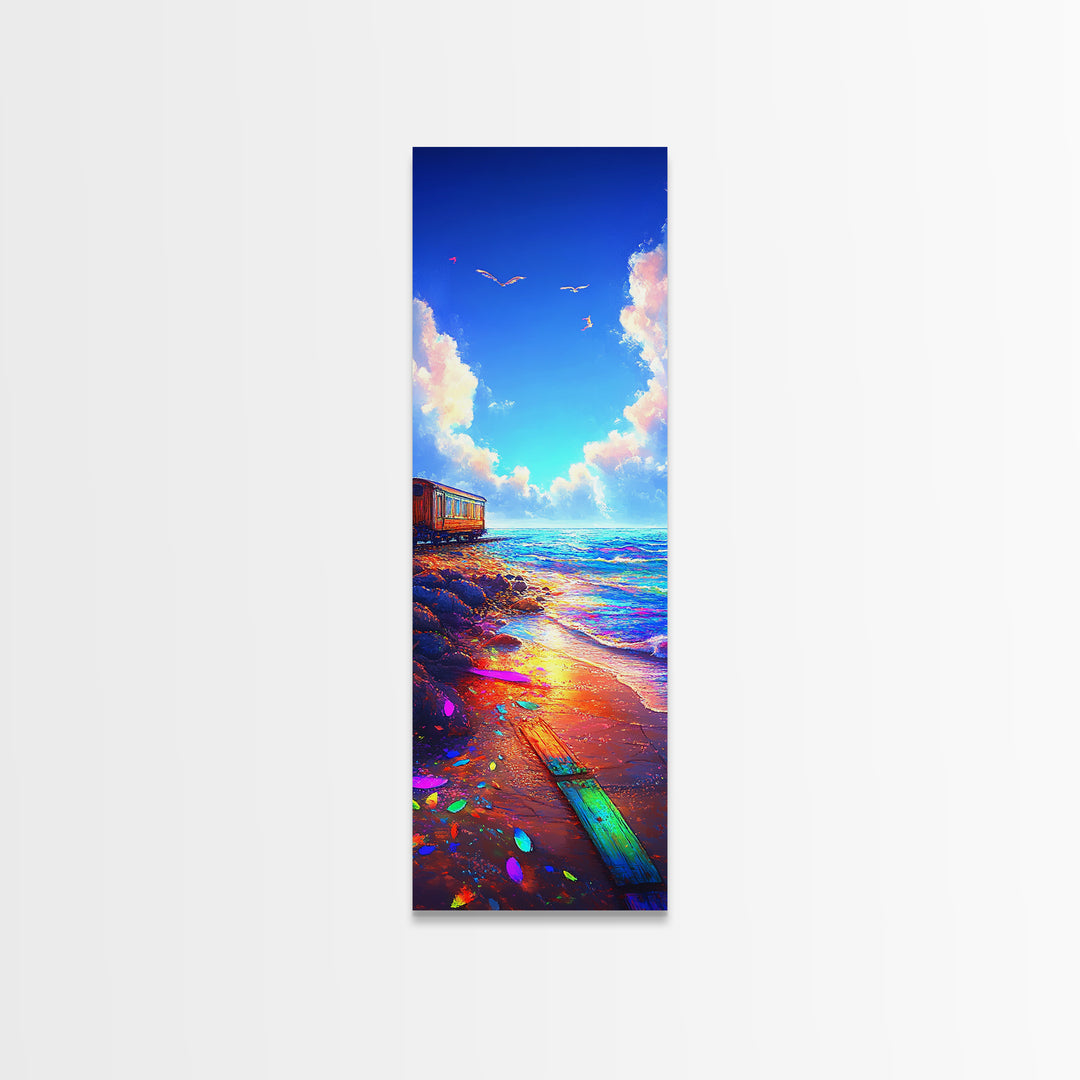 Sunlit Beach Path Wall Art, Coastal Ocean Sunset Canvas Print, Seaside Wall Decor, Beach House Decor, Living Room Art Print