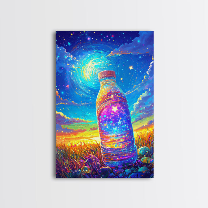 Starry Galaxy Bottle Wall Art, Whimsical Celestial Landscape, Colorful Nursery Decor, Kids Room Art, Magical Fantasy Print