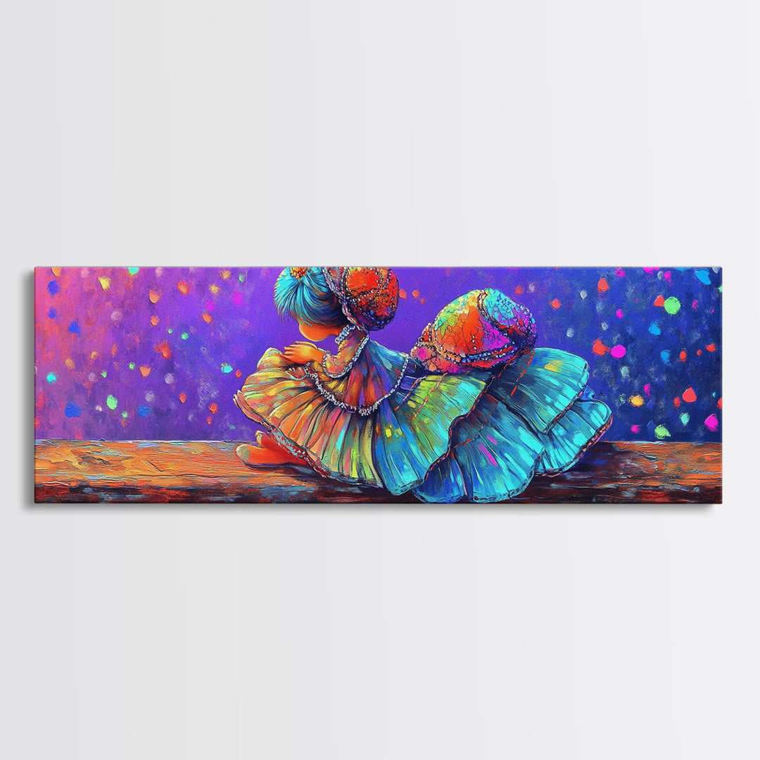 Colorful Curled Doll In Ruffled Dress Canvas Print, Whimsical Wall Art, Girls Room Decor, Nursery Wall Art, Cute Art Print