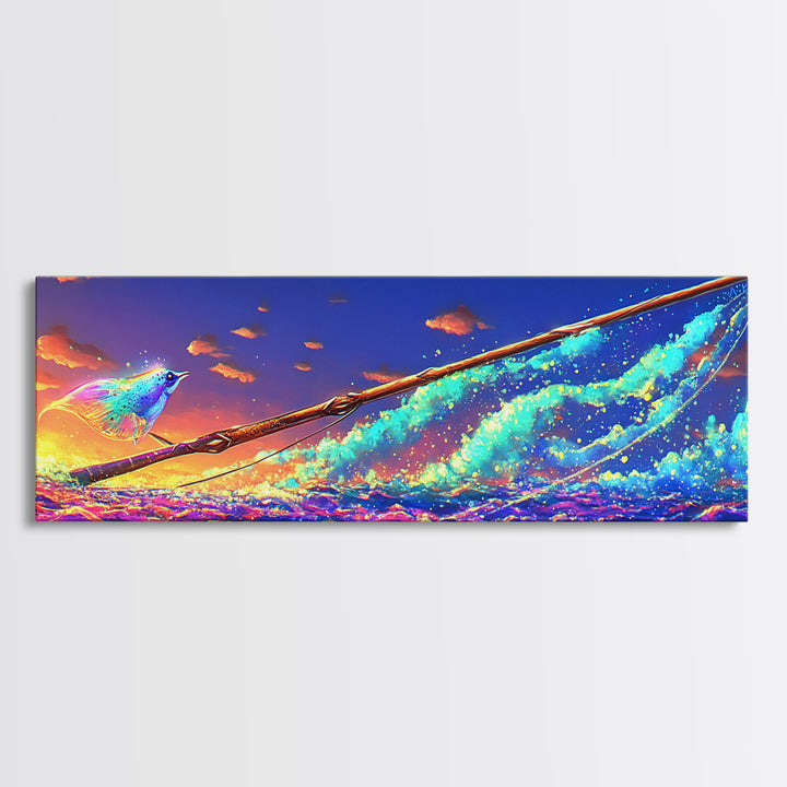 Glowing Sailboat On Sunset Waves Canvas Print, Nautical Wall Art, Ocean Decor, Vibrant Coastal Art For Beach House Decor
