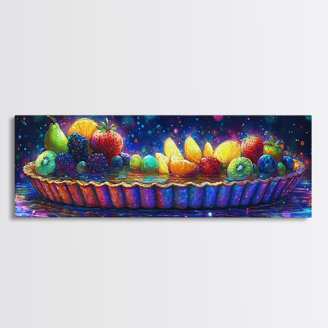 Colorful Fruit Tart With Citrus And Berries Canvas Print, Kitchen Wall Art, Bakery Decor, Food Lover Gift, Dining Room Print