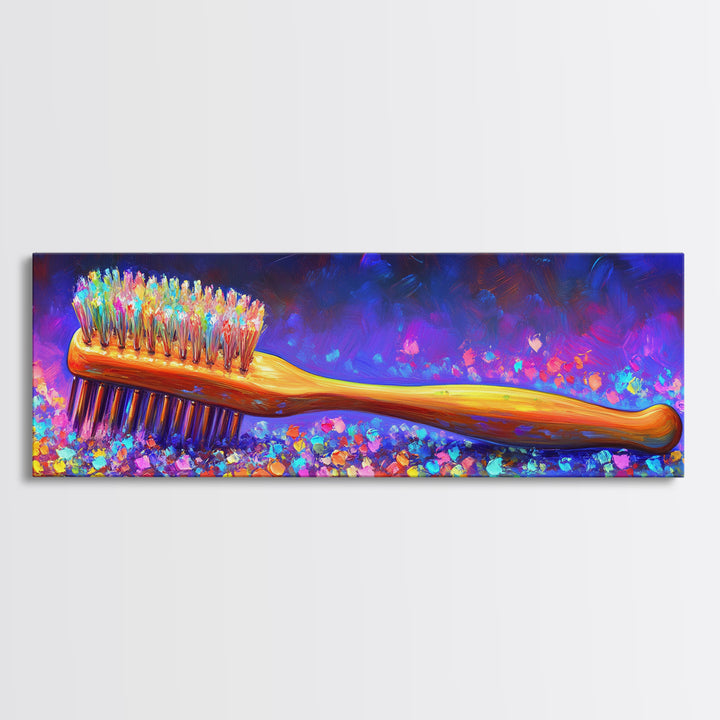 Bright Toothbrush Canvas Print, Funny Bathroom Wall Art, Colorful Dental Office Decor, Toothbrush Art, Dental Hygienist Gift