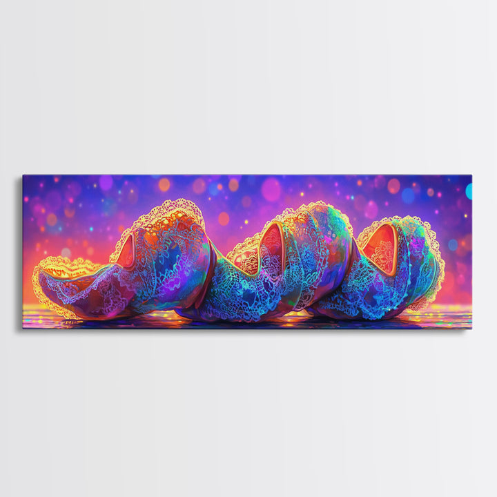 Rainbow Seashell Trio On Shimmering Beach Canvas Print, Coastal Wall Art, Ocean Decor, Beach House Gift For Her, Summer Decor