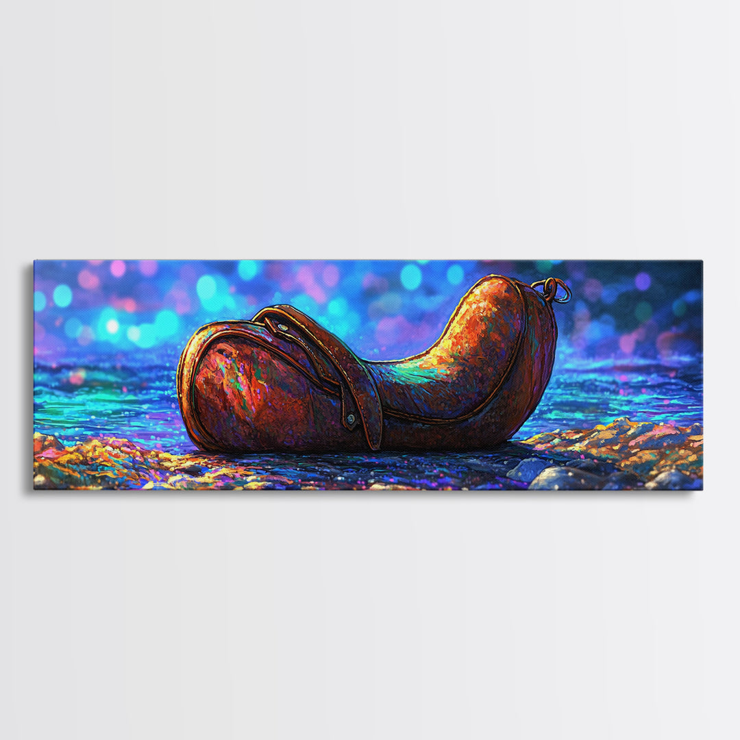 Weathered Leather Pouch By Blue Water Canvas Print, Rustic Wall Art, Western Decor, Coastal Wall Decor, Unique Gift For Him