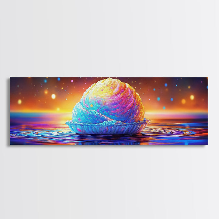 Pastel Shell At Sunset Canvas Print, Dreamy Coastal Wall Art For Ocean Nursery Decor, Beach House Decor And Seascape Art