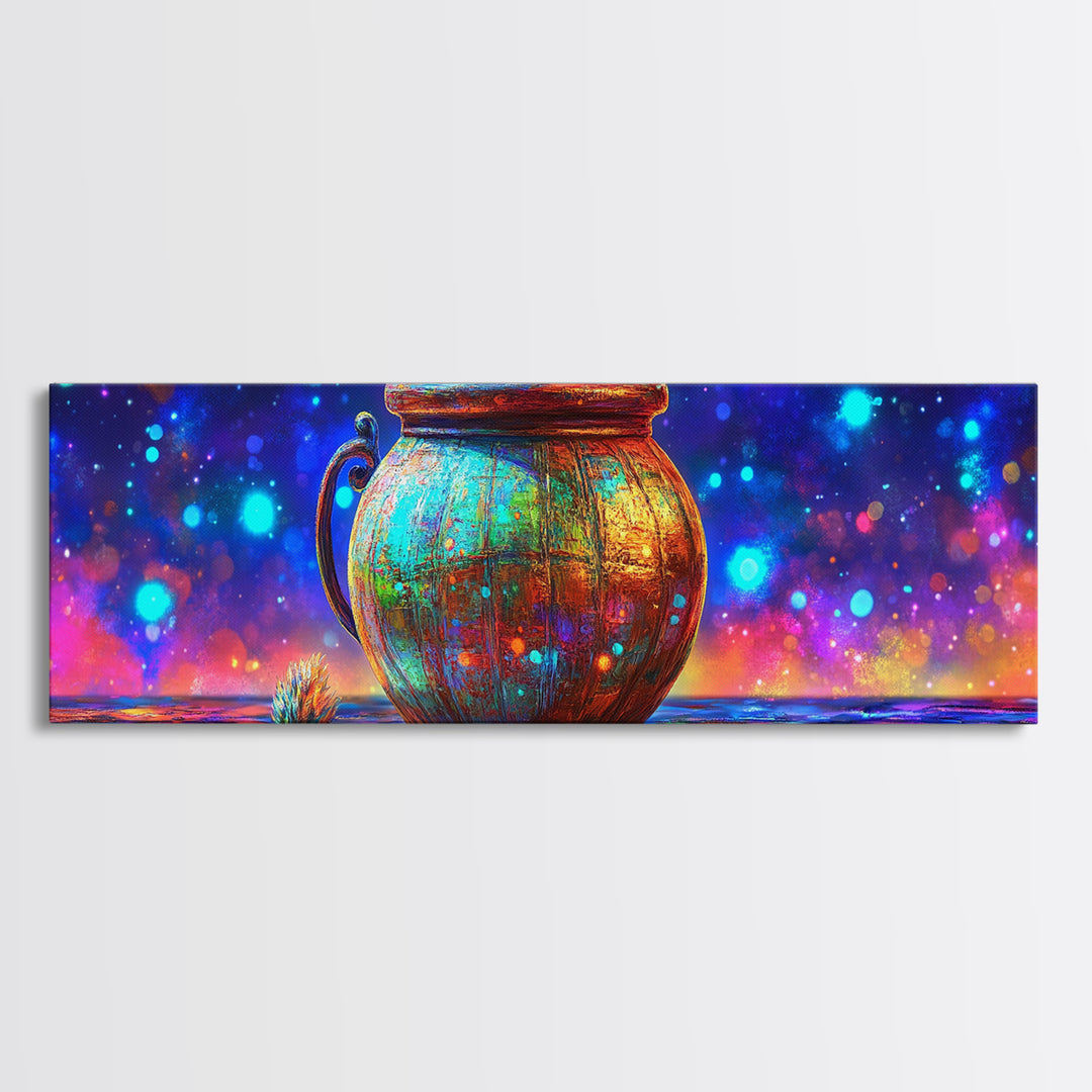 Rustic Copper Cauldron Under Stars Wall Art, Magical Celestial Decor, Whimsical Art Print, Witchy Decor, Cozy Home Decor