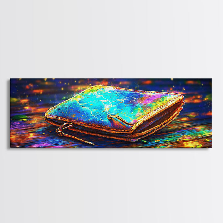 Glowing Leather Journal Wall Art, Bookish Decor, Writing Desk Art Print, Cozy Library Decor, Office Wall Decor, Gift For Her