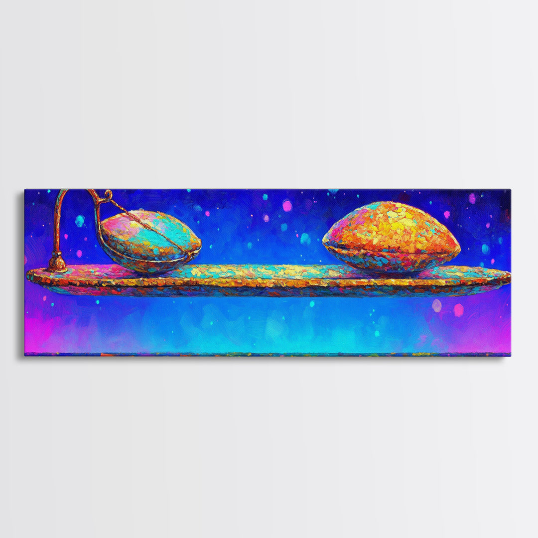Floating Spoon With Two Colorful Pods Canvas Print, Whimsical Wall Art, Abstract Still Life, Dopamine Decor, Unique Gift