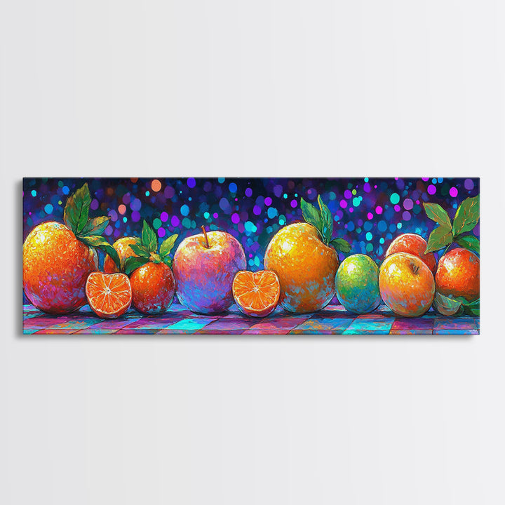 Vibrant Citrus And Apple Still Life Framed Canvas Print, Colorful Kitchen Wall Art, Fruit Art, Modern Home Decor, Foodie Gift