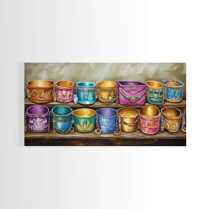 Colorful Southwestern Cuff Bracelets Wall Art, Turquoise Jewelry Decor, Boho Western Art Print, Eclectic Housewarming Gift