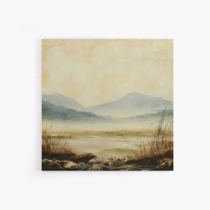 Panoramic Misty Mountain Landscape Framed Canvas Print, Above Bed Art, Bedroom Wall Art, Bedroom Decor, Fine Art, Serenity, ABA-1x1-1