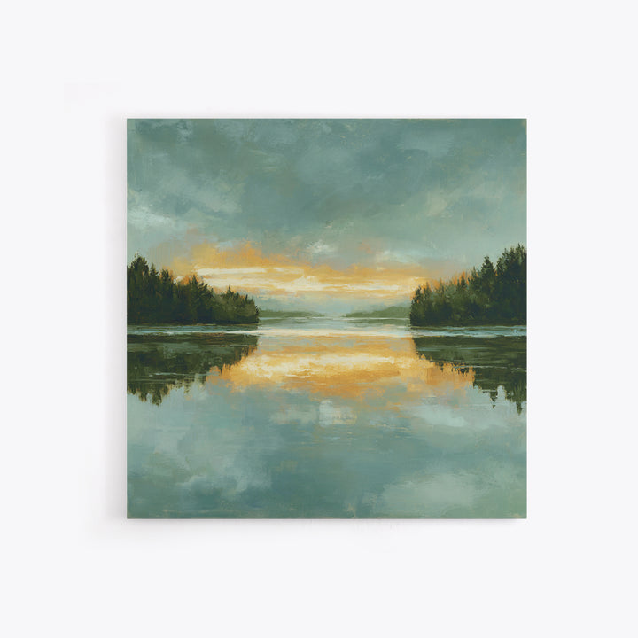 Calming Lake Reflection Framed Canvas Print, Above Bed Art, Textured Wall Art, Bedroom Decor, Fine Art, Serenity, Western Decor, ABA-1x1-11