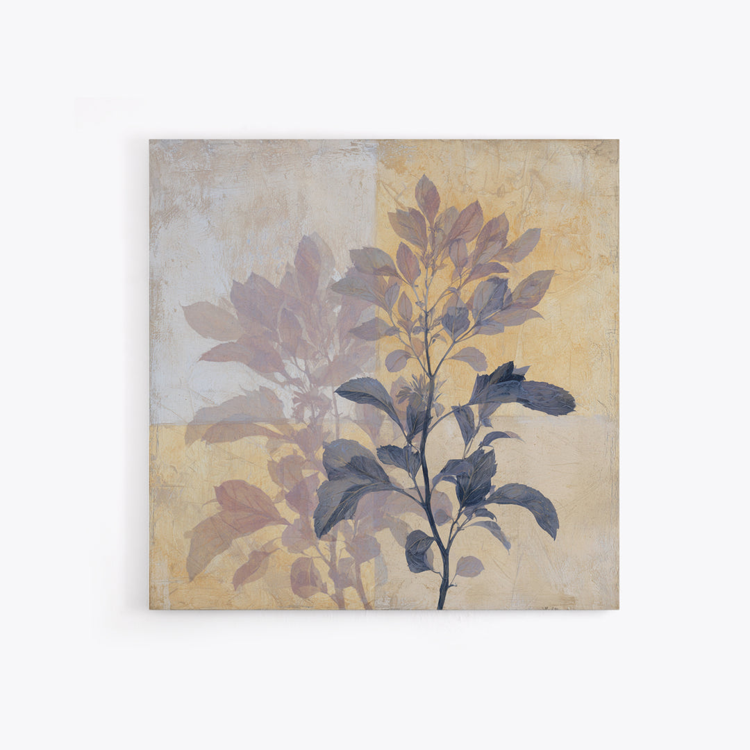 Tonal Botanical Shadows on Plaster Surface Canvas Print, Above Bed Art, Original Art, Bedroom Decor, Fine Art, Serenity, ABA-1x1-23