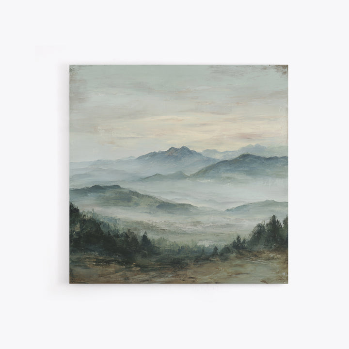 Panoramic Misty Mountain Landscape Canvas Print, Above Bed Art, Neutral Decor, Bedroom Decor, Fine Art, Serenity, Wall Decor, ABA-1x1-25