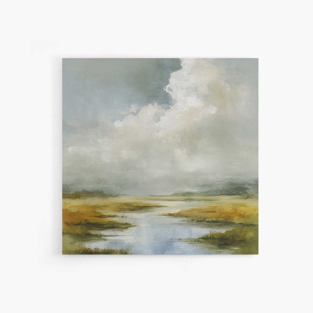 Tranquil Cloudscape with Blush Undertones Framed Canvas Print, Above Bed Art, Modern Decor, Bedroom Decor, Fine Art, Serenity, ABA-1x1-29
