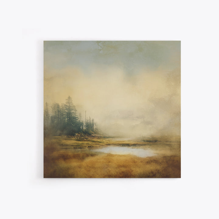 Quiet Forest Ridge Softened by Fog Framed Canvas Print, Above Bed Art, Bedroom Wall Art, Bedroom Decor, Fine Art, Serenity, ABA-1x1-38