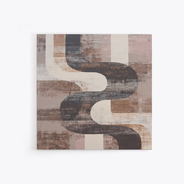 Warm Taupe Abstract Waves Framed Canvas Print, Above Bed Art, Horizontal Wall Art, Bedroom Decor, Abstract Art, Serenity, ABA-1x1-39