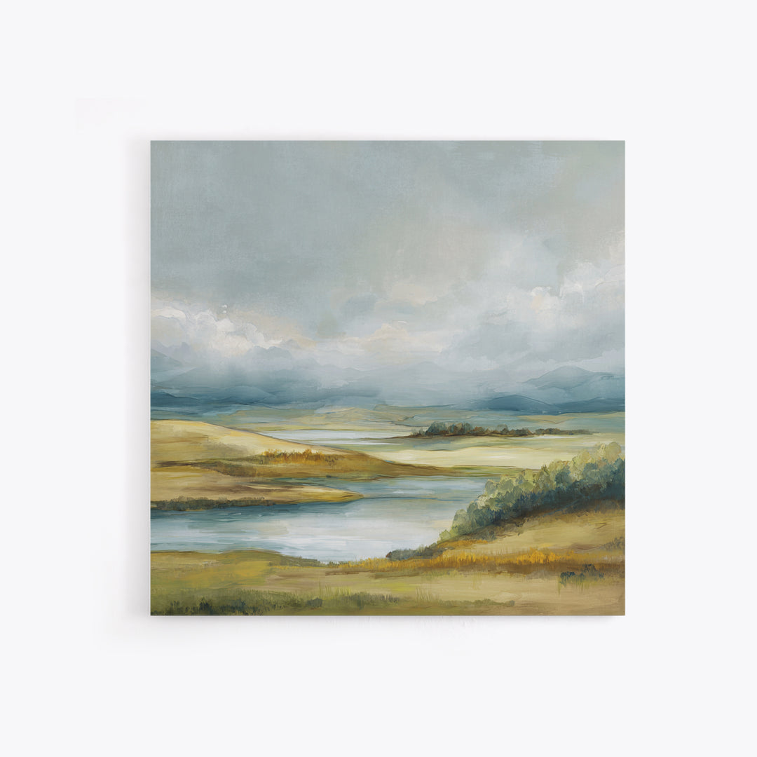 Soft Romantic Landscape Framed Canvas Print, Above Bed Art, Home Decor, Bedroom Decor, Oil Painting, Serenity, Contemporary Art, ABA-1x1-41