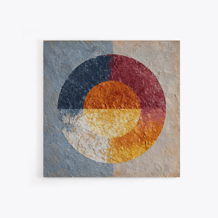 Abstract Sunrise Geometry Framed Canvas Print, Above Bed Art, Bedroom Decor, Abstract Art, Serenity, Boho Decor, Western Decor, ABA-1x1-44