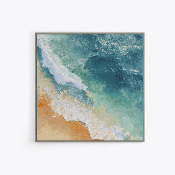 Serene Ocean Tide Seen from Above Canvas Print, Above Bed Art, Gallery Decor, Bedroom Decor, Fine Art, Serenity, Wall Art, ABA-1x1-45