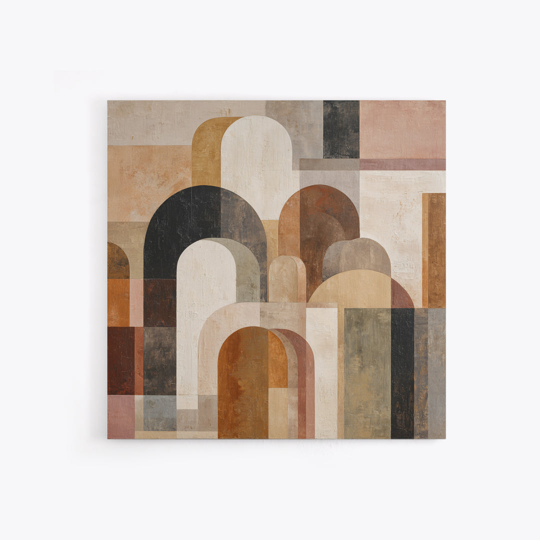 Neutral Abstract Arches Framed Canvas Print, Above Bed Art, Horizontal Wall Art, Bedroom Decor, Abstract Art, Serenity, ABA-1x1-52