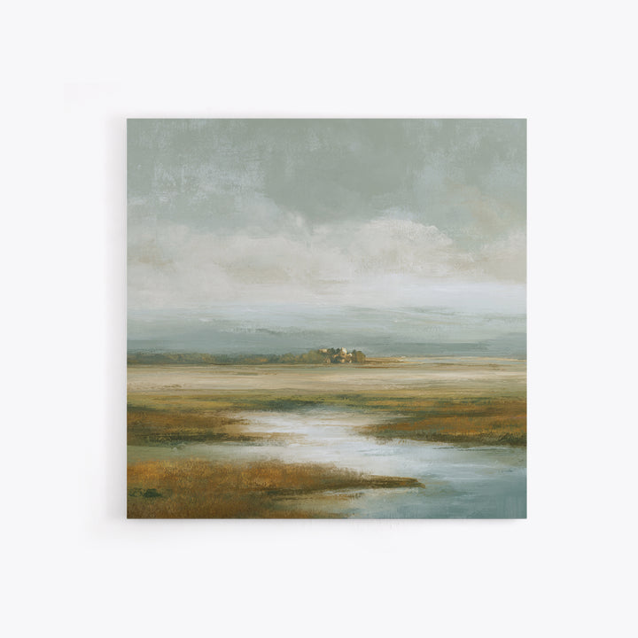 Soft Alpine Horizon Framed Canvas Print, Above Bed Art, Living Room Wall Art, Bedroom Decor, Fine Art, Serenity, Luxury Decor, ABA-1x1-72
