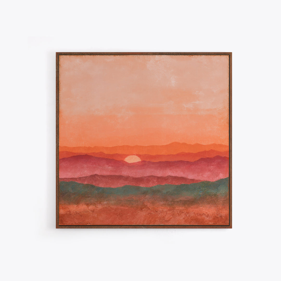 Dreamy Desert Sunset Framed Canvas Print, Above Bed Art, Modern Decor, Bedroom Decor, Fine Art, Serenity, Digital Prints, ABA-1x1-79