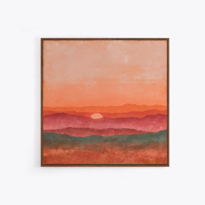 Dreamy Desert Sunset Framed Canvas Print, Above Bed Art, Modern Decor, Bedroom Decor, Fine Art, Serenity, Digital Prints, ABA-1x1-79