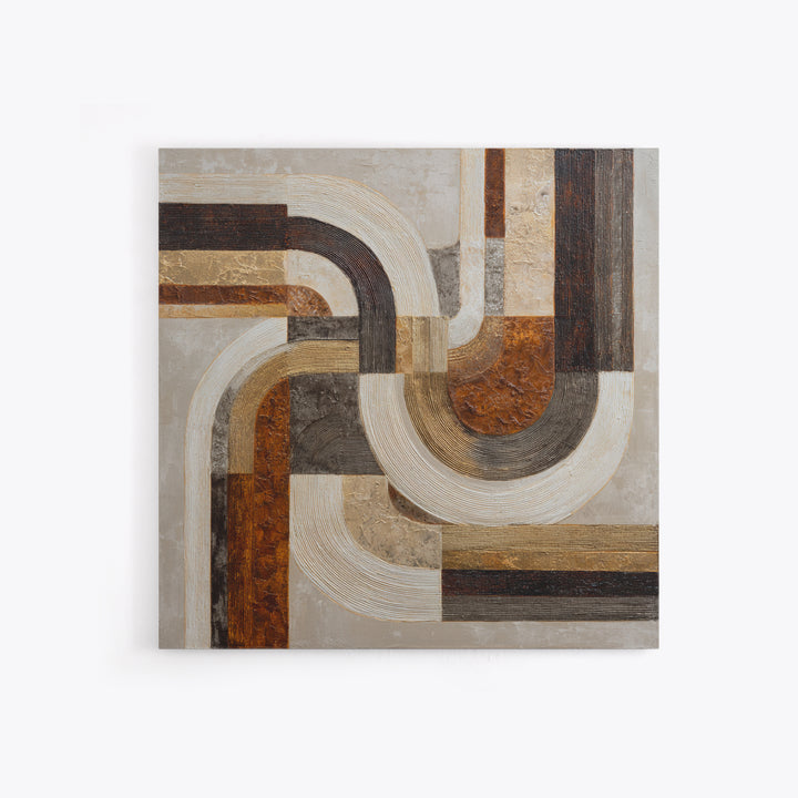 Warm Taupe Abstract Waves Canvas Print, Above Bed Art, Statement Artwork, Bedroom Decor, Abstract Art, Serenity, ABA-1x1-87