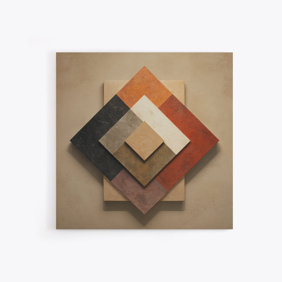 Abstract Sunrise Geometry Canvas Print, Above Bed Art, 3 Piece Wall Art, Bedroom Decor, Abstract Art, Serenity, ABA-1x1-92