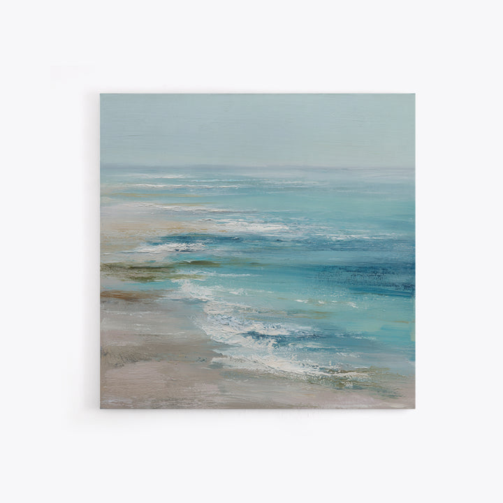 Serene Ocean Tide Seen from Above Framed Canvas Print, Above Bed Art, Luxury Decor, Bedroom Decor, Fine Art, Serenity, ABA-1x1-93