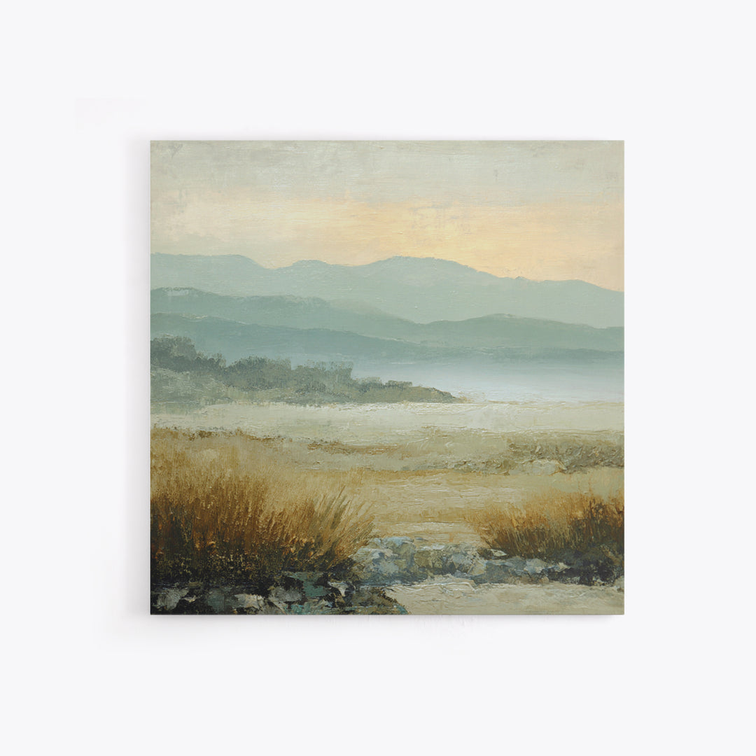 Panoramic Misty Mountain Landscape Canvas Print, Above Bed Art, Wall Art, Bedroom Decor, Fine Art, Serenity, Digital Print, ABA-1x1-97