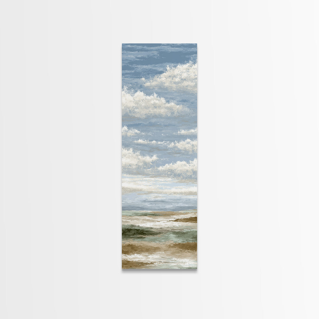 Tranquil Cloudscape with Blush Undertones Canvas Print, Above Bed Art, Room Decor, Bedroom Decor, Fine Art, Serenity, ABA-1x3-17