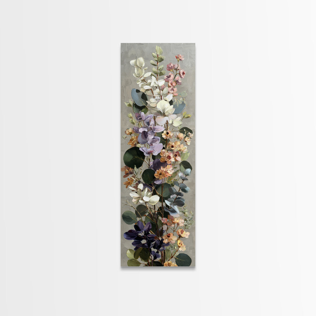 Soft Eucalyptus Branches Arranged Symmetrically Canvas Print, Above Bed Art, Bedroom Wall Art, Bedroom Decor, Oil Painting, ABA-1x3-18